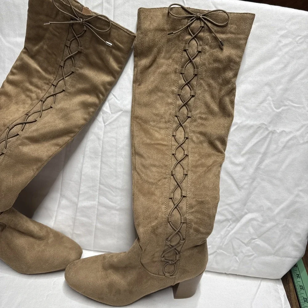Sugar Macon 2 Women's Shoe Size 7M Brown Faux Suede Over-The-Knee Boots